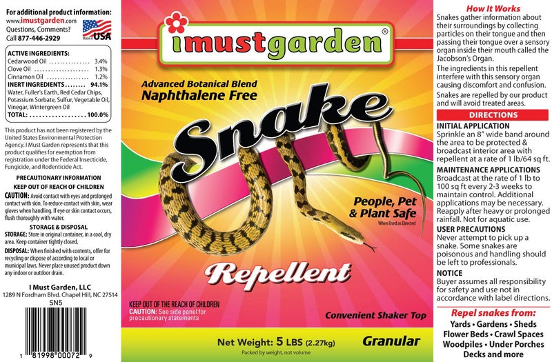 IMUSTGARDEN I Must Garden Snake Repellent: Powerful All-Natural Protection â€“ 5 lb. Granular Shaker Jar - Image 3